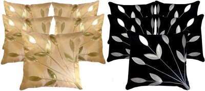 Belive-Me Floral Cushions Cover(Pack of 10, 40 cm*40 cm, Black, Beige)