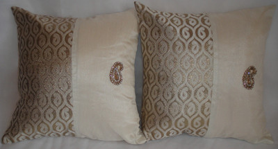 

ASC Abstract Cushions Cover(Pack of 2, 40.64 cm*40.64 cm, White, Gold), Gold;white