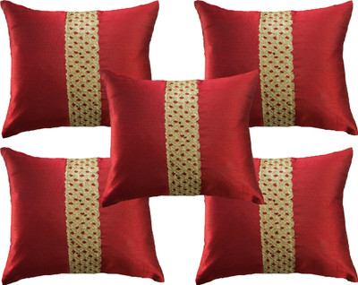 

HOME SHINE Striped Cushions Cover(Pack of 5, 40 cm*40 cm, Maroon)