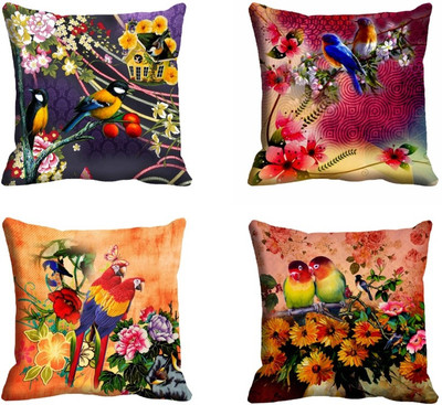 72% OFF on meSleep Printed Cushions Cover(Pack of 4, 40.64 cm*40.64 cm, Multicolor)