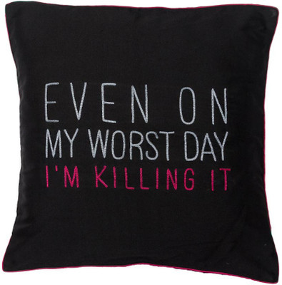 

Band Box Embroidered Cushions & Pillows Cover(40.64 cm*40.64 cm, Black)