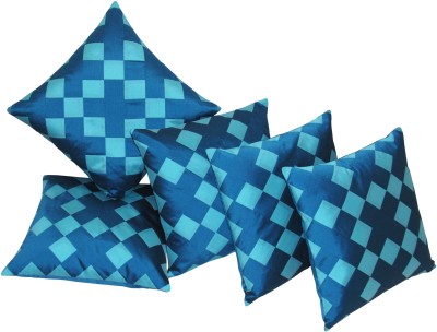 ZIKRAK EXIM Checkered Cushions Cover(Pack of 5, 40 cm*40 cm, Blue, Light Blue)