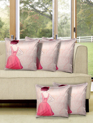 

Alina Decor Printed Cushions Cover(Pack of 5, 40 cm, Pink)