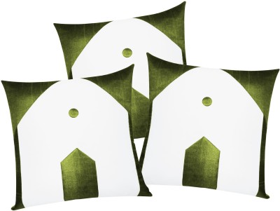 ZIKRAK EXIM Polyester Cushions Cover(Pack of 3, 40 cm*40 cm, Green, White)