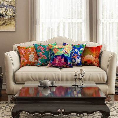 

SEJ by Nisha Gupta Abstract Cushions Cover(Pack of 5, 40.64 cm*40.64 cm, Multicolor)