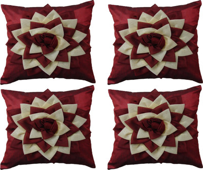 

HOME SHINE Floral Cushions Cover(Pack of 4, 40 cm*40 cm, Maroon)