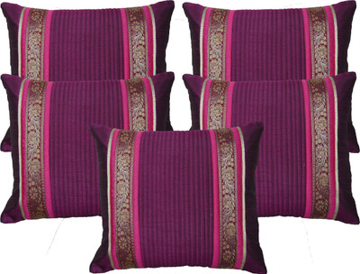 

HOME SHINE Striped Cushions Cover(Pack of 5, 40 cm*40 cm, Purple)