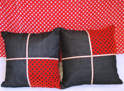 

ASC Geometric Cushions Cover(Pack of 2, 40.64 cm*40.64 cm, Black, Red)