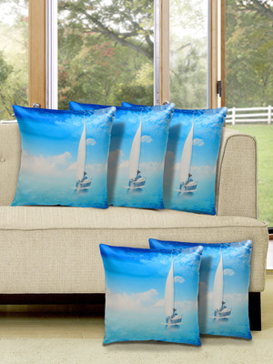 

Alina Decor Printed Cushions Cover(Pack of 5, 40.64 cm, Blue)