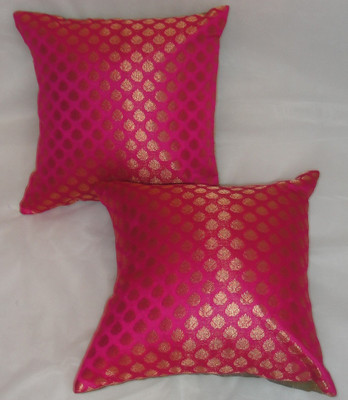 

Asc Plain Cushions Cover(Pack of 2, 40.64 cm*40.64 cm, Pink, Gold), Gold;pink