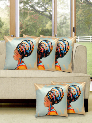 

Alina Decor Printed Cushions Cover(Pack of 5, 40.64 cm, Blue)