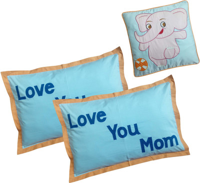 

Hugs N Rugs Embroidered Pillows Cover(Pack of 3, 40 cm*60 cm, Multicolor)