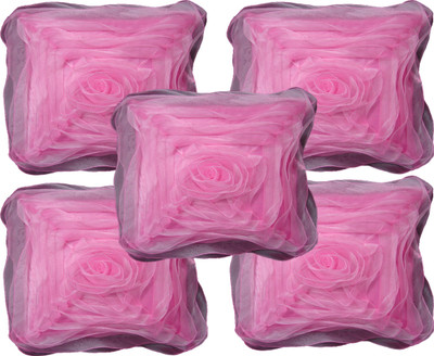 HOME SHINE Floral Cushions Cover(Pack of 5, 40 cm*40 cm, Pink)