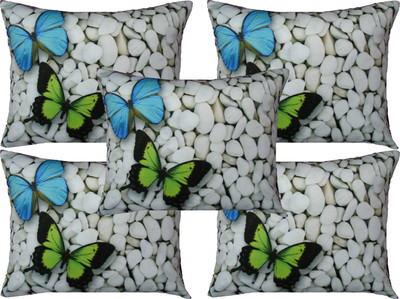 

HOME SHINE Printed Cushions Cover(Pack of 5, 40 cm*40 cm, White)