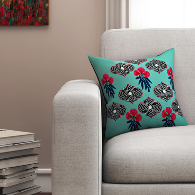 

SEJ by Nisha Gupta Floral Cushions Cover(40.64 cm*40.64 cm, Blue)