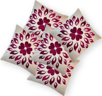

Nikunj Floral Cushions Cover(Pack of 5, 40 cm*40 cm, White)