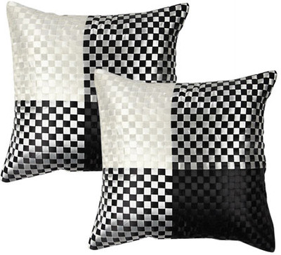 

Soundarya Checkered Cushions Cover(Pack of 2, 40 cm*40 cm, Black, White)