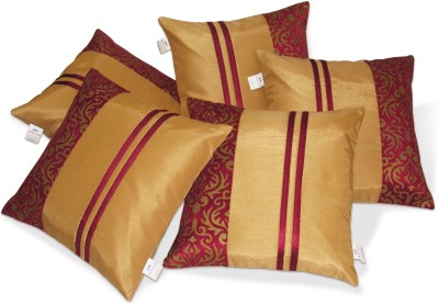 ZIKRAK EXIM Self Design Cushions Cover(Pack of 5, 40 cm*40 cm, Gold, Maroon)