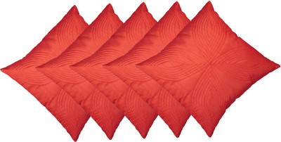 HOME SHINE Floral Cushions Cover(Pack of 5, 40 cm*40 cm, Red)