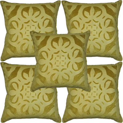 61% OFF on Lal Haveli Abstract Cushions Cover(Pack of 5, 41 cm*41 cm, Green)
