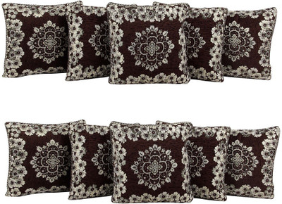 

Super India Floral Cushions Cover(Pack of 10, 40 cm*40 cm, Brown)