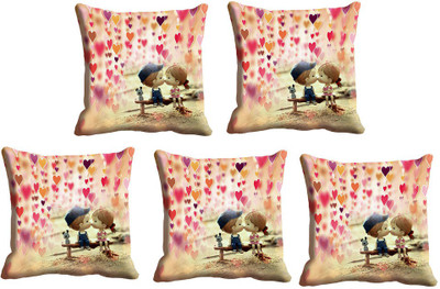 IndiWeaves Printed Cushions Cover(Pack of 5, 30 cm*30 cm, Beige)
