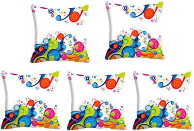 

IndiWeaves Printed Cushions Cover(Pack of 5, 40 cm*40 cm, White, Multicolor), Multicolor;white