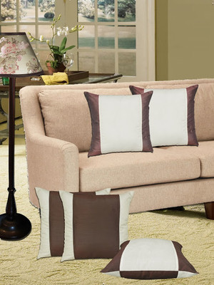 Dekor World Striped Cushions Cover(Pack of 5, 30 cm*30 cm, Brown)