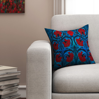 

SEJ by Nisha Gupta Floral Cushions Cover(40.64 cm*40.64 cm, Blue)