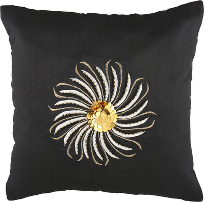 

Nikunj Embroidered Cushions Cover(Pack of 5, 40 cm*40 cm, Black, Gold)