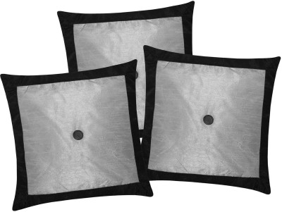 ZIKRAK EXIM Floral Cushions Cover(Pack of 3, 40 cm*40 cm, Black, Silver)