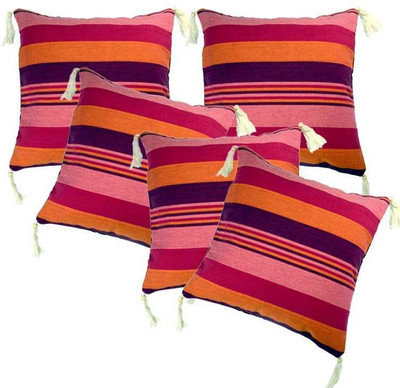 

BELIVE-ME Striped Cushions Cover(Pack of 5, 30 cm*30 cm, Multicolor)