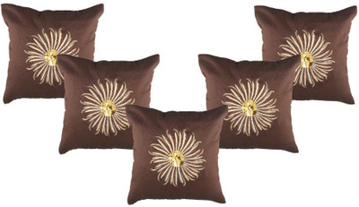 

Nikunj Embroidered Cushions Cover(Pack of 5, 40 cm, Brown, Gold)