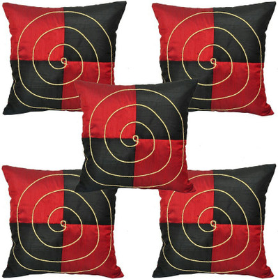 

Shine Villa Abstract Cushions Cover(Pack of 5, 40 cm*40 cm, Red, Black), Black;red