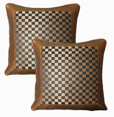 18% OFF on Dekor World Checkered Cushions Cover(Pack of 2, 40 cm*40 cm, Brown)