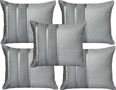 

HOME SHINE Floral Cushions Cover(Pack of 5, 40 cm*40 cm, Silver)