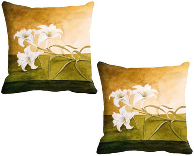 

IndiWeaves Printed Cushions Cover(Pack of 3, 40 cm*40 cm, White, Green), Green;white