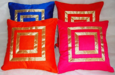 

ASC Embroidered Cushions Cover(Pack of 4, 40.64 cm, Red, Blue, Orange, Pink), Blue;orange;pink;red