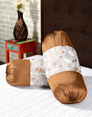 

Rajrang Floral Bolsters Cover(Pack of 2, 41 cm*81 cm, Brown)