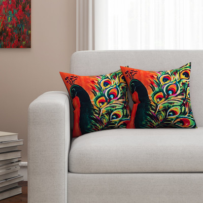 

SEJ by Nisha Gupta Abstract Cushions Cover(Pack of 2, 40.64 cm*40.64 cm, Green)