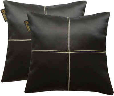 

Lushomes Geometric Cushions Cover(Pack of 2, 40 cm*40 cm, Black)
