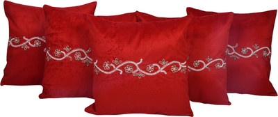 

Shine Villa Embroidered Cushions Cover(Pack of 5, 40 cm*40 cm, Red)