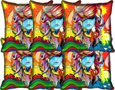 

IndiWeaves Printed Cushions Cover(Pack of 6, 30 cm*30 cm, Multicolor)
