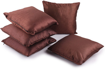 

First Row Plain Cushions & Pillows Cover(Pack of 5, 40 cm*40 cm, Brown)