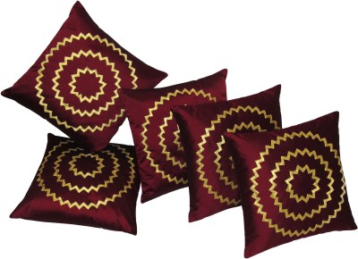 ZIKRAK EXIM Floral Cushions Cover(Pack of 5, 40 cm*40 cm, Maroon, Gold)