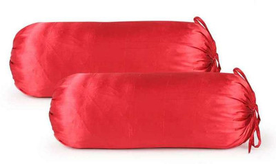 

First Row Plain Bolsters Cover(Pack of 2, 77 cm, Red)
