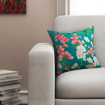 

SEJ by Nisha Gupta Floral Cushions Cover(40.64 cm*40.64 cm, Green)