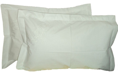 

Amita Home Furnishing Embroidered Pillows Cover(Pack of 2, 43 cm*69 cm, White)