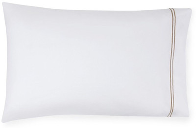

Sferra Plain Pillows Cover(Pack of 2, 106 cm*55 cm, White, Brown), Brown;white