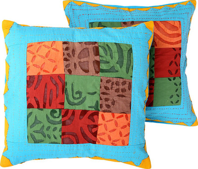51% OFF on Rajrang Abstract Cushions Cover(Pack of 2, 43 cm*43 cm, Blue, Red, Yellow)